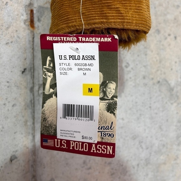 Y2k us polo assn. camel tan corduroy shearling zip up jacket medium nwt - Picture 7 of 9